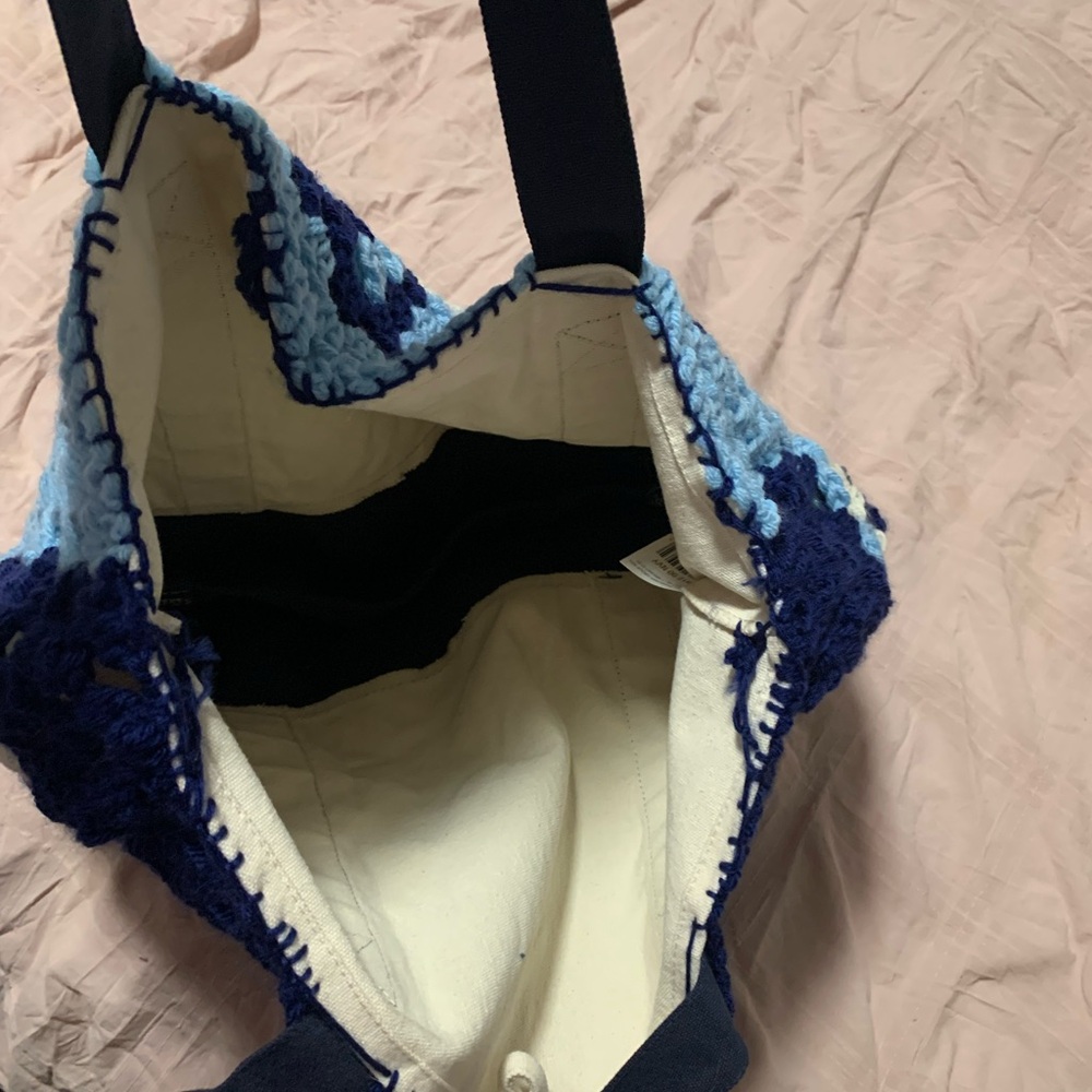 Handmade Blue Crochet Tote Bag - Picture 3 of 5
